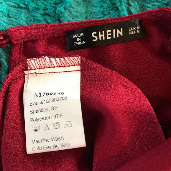 SHEIN Burgundy Puff Sleeve Blouse - Picture 8 of 8